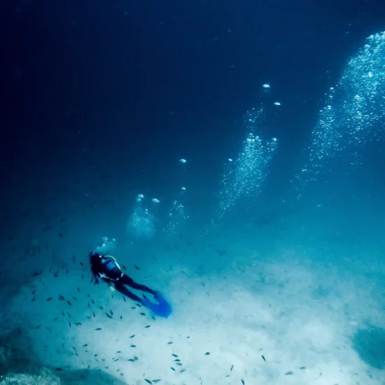 scuba diving with bubbles racing up Bubbles rising form a scuba diver looking for tropical fish in Flamingo Costa Rica
